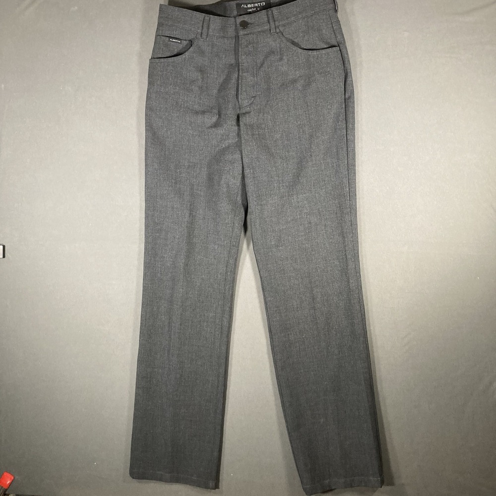 Alberto Comfort Fit Pants Charcoal‎ Gray Mens 30x33" Straight Fit